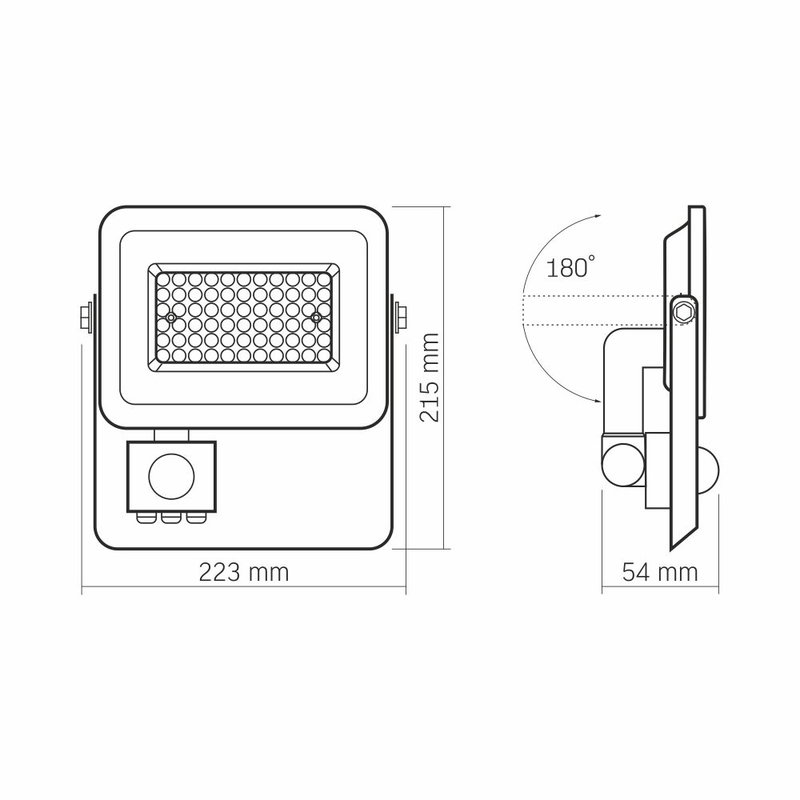 VIDEX | LED strålkastare 50W med sensor | Kallvit 5000K | IP65 | Vit