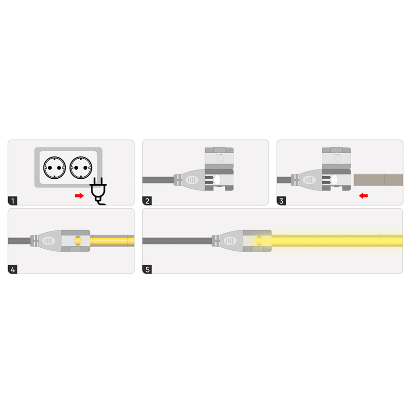 Vattentät Neon COB LED strip | 9W/m | 230V | 2700K | Dimbar | Super-flex