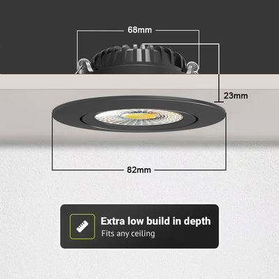 LED Downlight Slimmy V2 Svart | 8W | CCT | 2700-3000K-4000K | IP65 | Dimbar | Värmeskydd