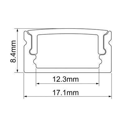 LED profil | SS17 | Utanpåliggande | 17 x 8,4 mm | 1 meter
