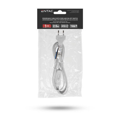 Strömkabel med strömbrytare | Vit |  2,5 meter