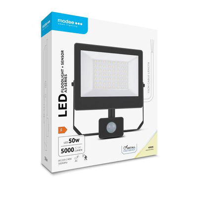 Modee Lighting LED strålkastare 50W |  Neutralvit 4000K | IP54 | + sensor