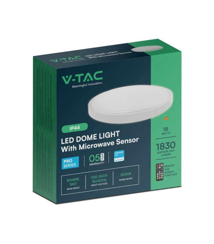 v-tac-18w-led-sensorarmatur-samsung-led-chip-mikrovagssensor-ip20-inomhus-230v-inkl-ljuskalla