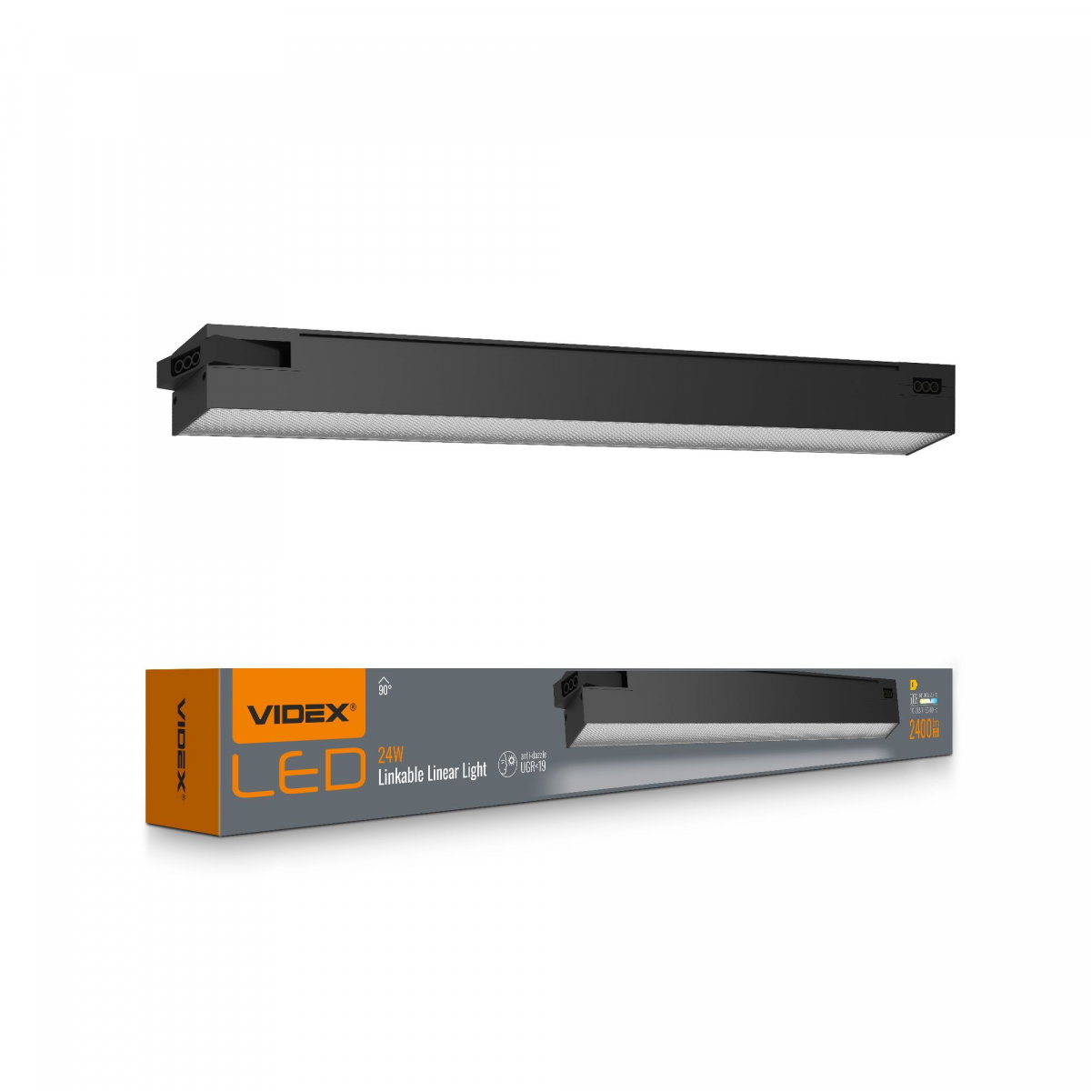 VIDEX | Länkbar armatur | 24W | 60 cm | Kallvit 5000K | UGR<19