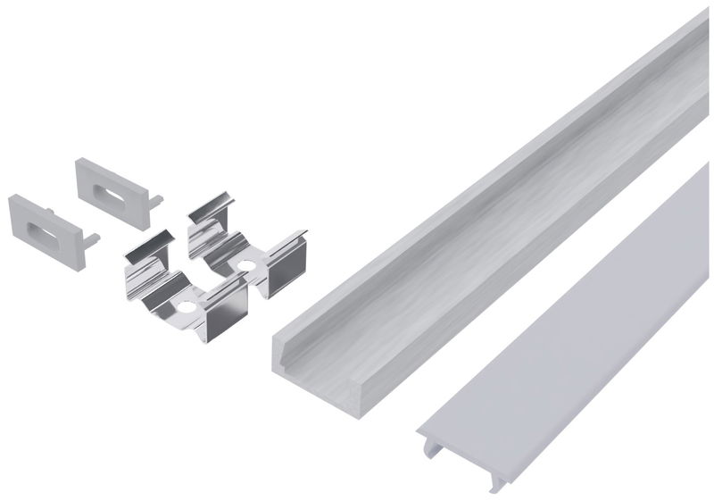 LED Strip profil Aluminium 1m | 15,9x7,8mm | Mjölk färgad