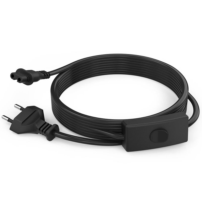 Strömkabel med strömbrytare till växtarmatur PRO+ | 1,5 meter | Svart