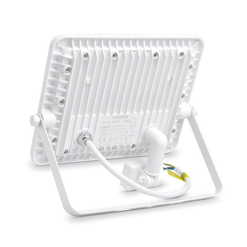 VIDEX | LED strålkastare 50W med sensor | Kallvit 5000K | IP65 | Vit