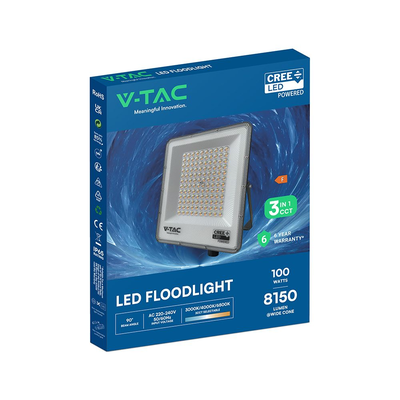 V-TAC | Strålkastare 100W | CCT  3 in 1 | IP65 | CREE-chip