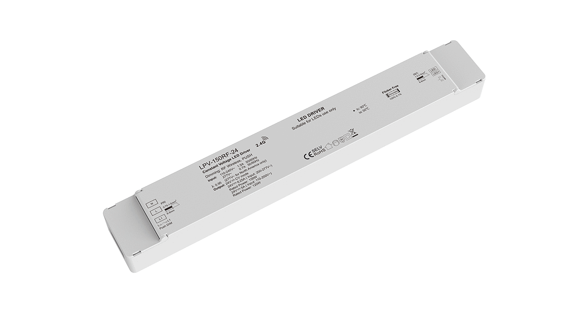 Dimbar strömförsörjning | 150W | 24V | RF + Push dim