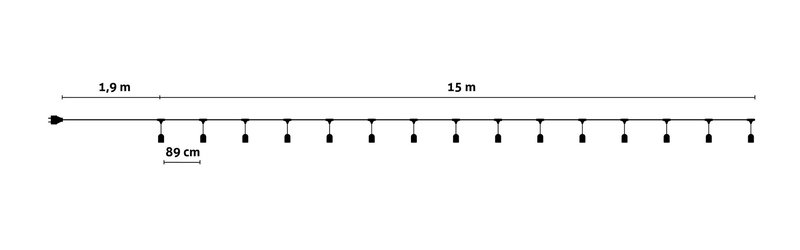 LED Ljusslinga 15meter IP44 15st E27