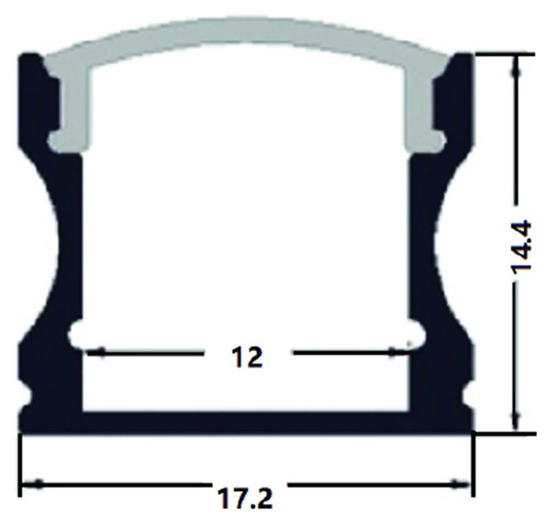 LED Strip profil Aluminium 1M | 17,2x14,4 mm | Svart