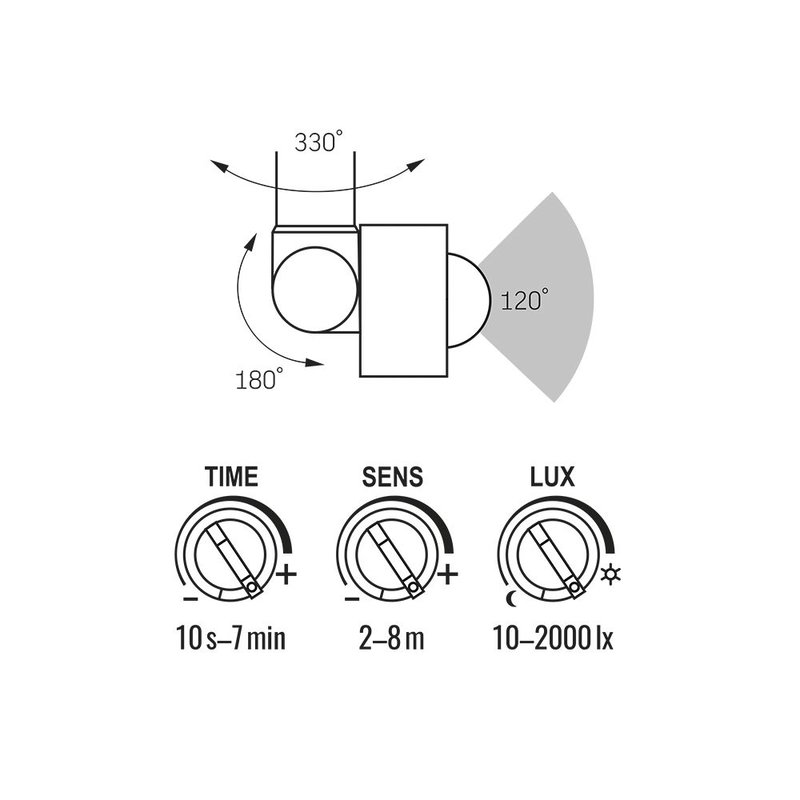 VIDEX | LED strålkastare 50W med sensor | Kallvit 5000K | IP65 | Vit