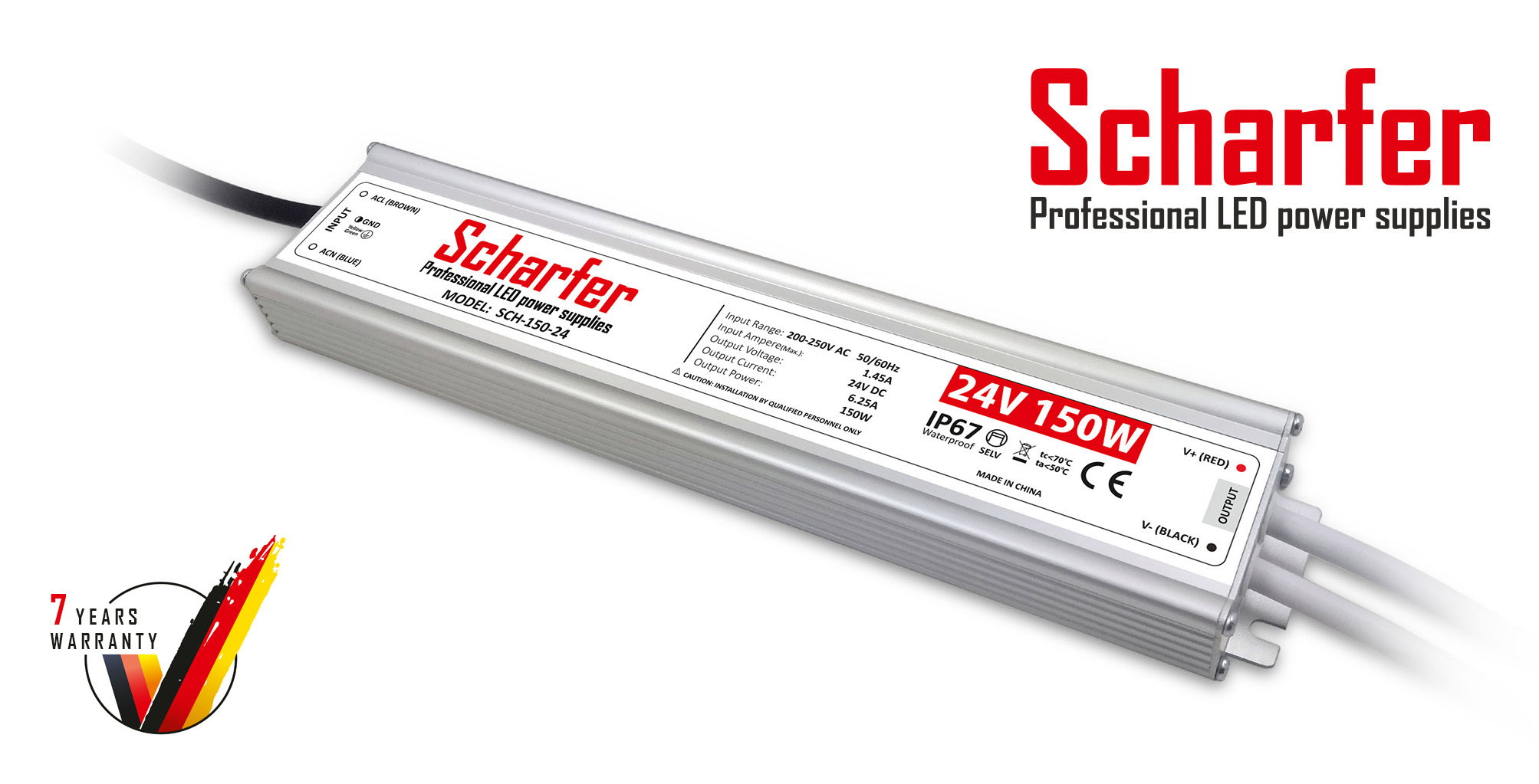 LED-transformator | 150W | 24V | 6,25A | IP67