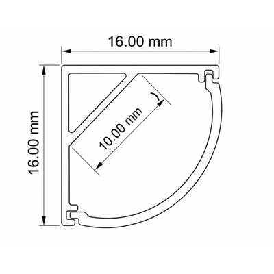 Sayox | LED Profil | SSC16 | Utanpåliggande | 16 x 16 mm | 1 meter | Utan diffusor