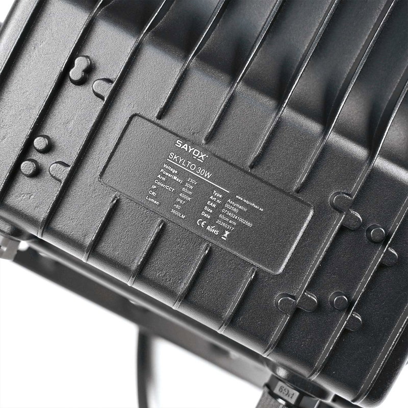 Skylto 30W | 4000K Neultralvit | IP66 | Med 60 cm Arm | Asymmetrisk