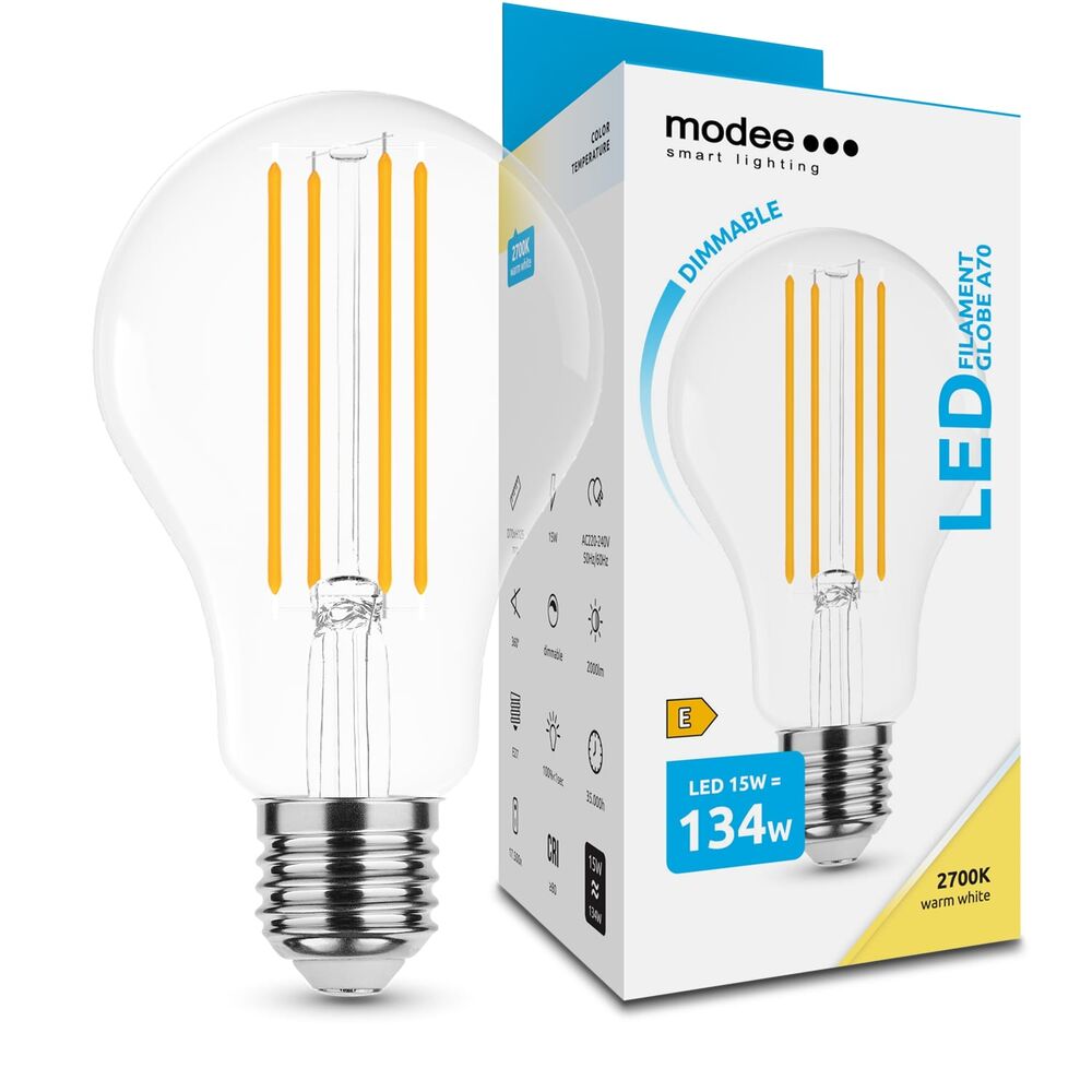 LED E27-lampa | Dimbar | 15W | Varmvit 2700K | A70 | 270°