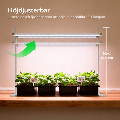 Växtbelysning Dual-bar 36W | Komplett-kit | Inkl. timer och stativ | 60 cm