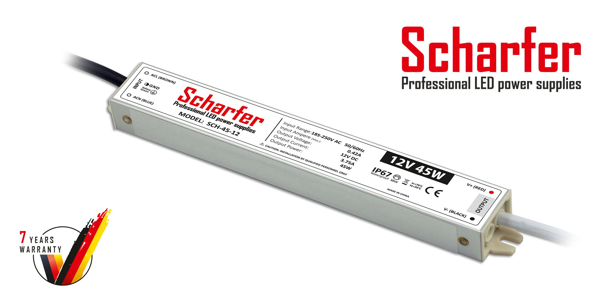 LED-transformator | 45W | 12V | 3.75A | IP67