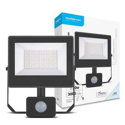 Modee Lighting LED strålkastare 30W | Kallvit 6000K | IP54 | + sensor
