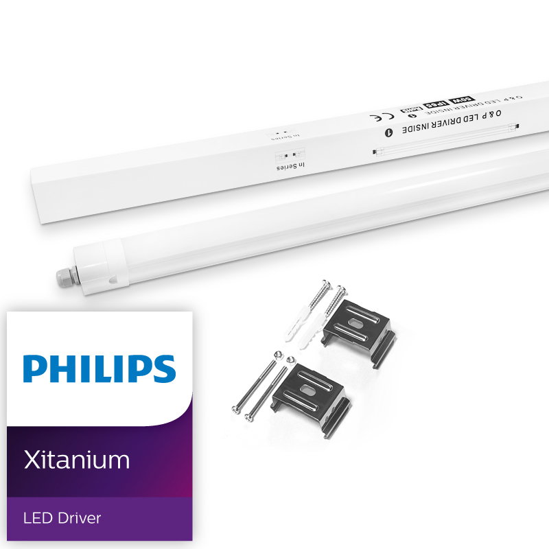 LED armatur 120cm 36W | Neutralvit 4000K | 150 LM/W | IP65 | Philips driver