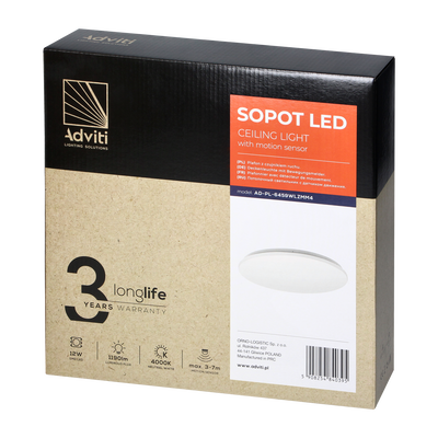 LED plafond 18W - taklampa med mikrovågsrörelsesensor