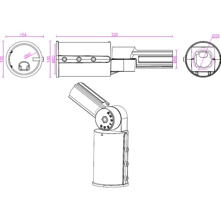 Adapter 80–60 mm för Belysningsstolpe – justerbar vinkel