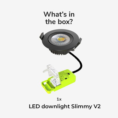 LED Downlight Slimmy V2 Svart | 8W | CCT | 2700-3000K-4000K | IP65 | Dimbar | Värmeskydd