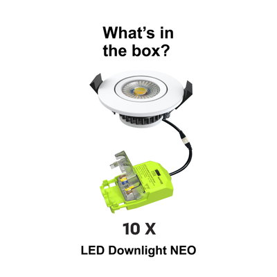 10-pack | LED Downlight Neo | 8W | Dimbar | 3CCT+D2W | IP65 | Inkl. värmeskydd | ø68 | RA>95