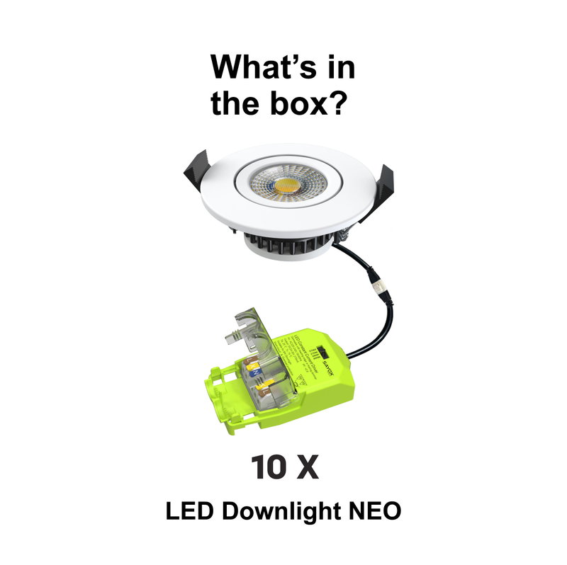 10-pack | LED Downlight Neo | 8W | Dimbar | 3CCT+D2W | IP65 | Inkl. värmeskydd | ø68 | RA>95