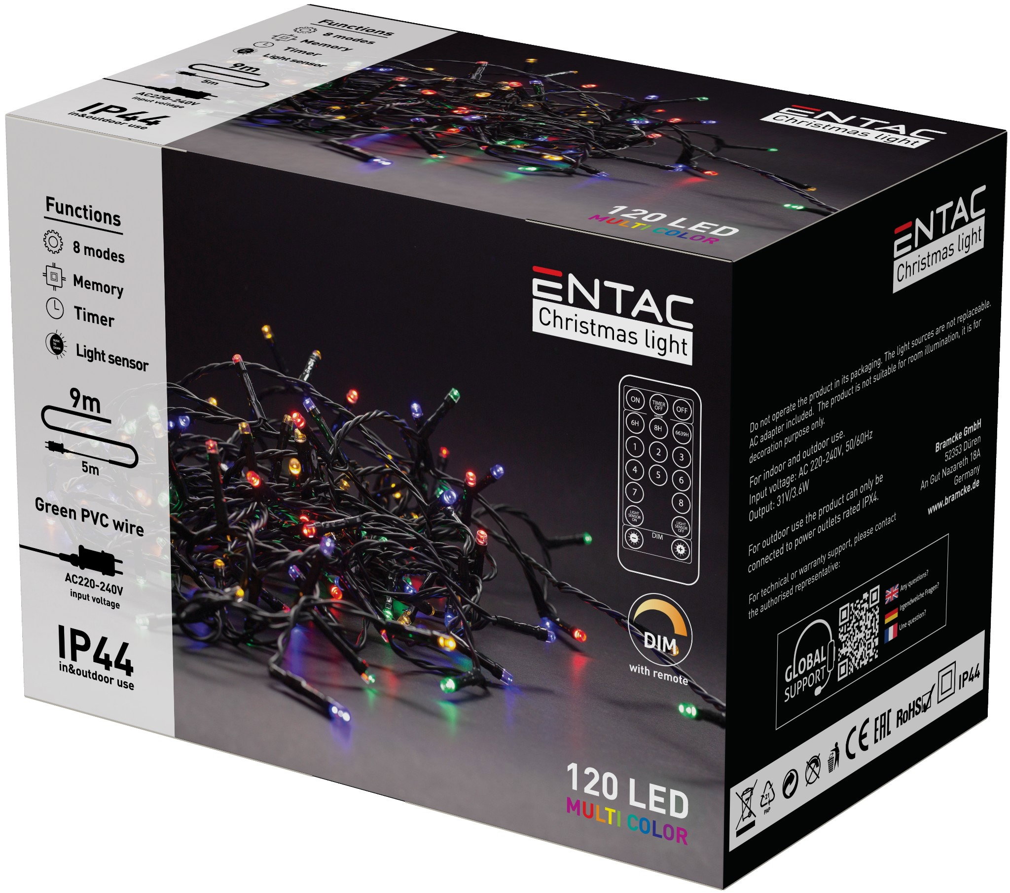 Jul 120 LED-belysning | Multicolor 9m med fjärrkontroll | IP44