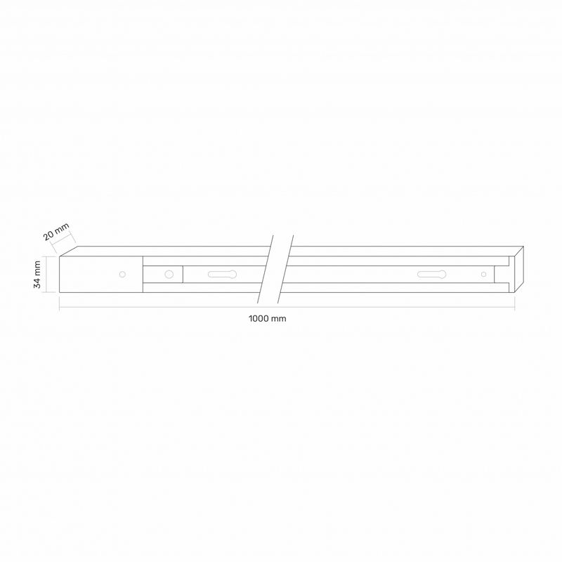 VIDEX | Tracklight-skena 1 meter | 1-fas | Vit
