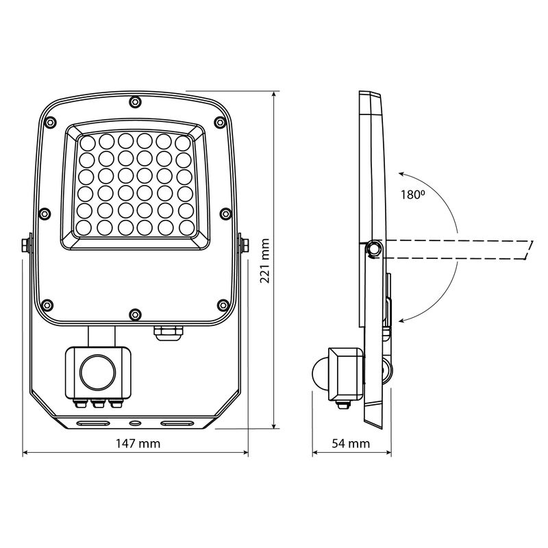 VIDEX | LED-strålkastare med rörelsesensor 30W | CCT 3000K - 6500K | IP65
