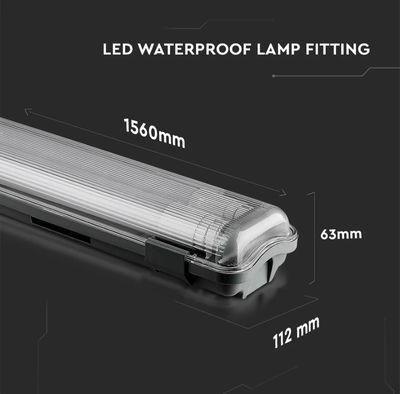 V-TAC | LED-lysrörsarmatur 150 cm | 2x22W | Kallvit 6400K | IP65 | Inkl. lysrör