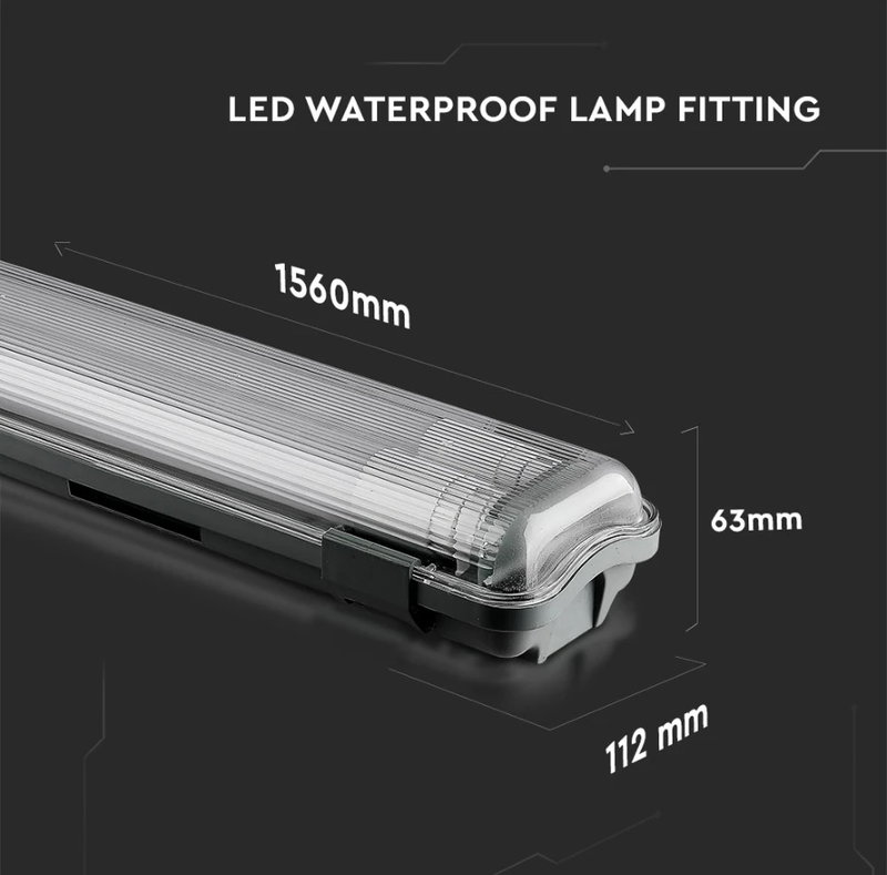 V-TAC | LED-lysrörsarmatur 150 cm | 2x22W | Kallvit 6400K | IP65 | Inkl. lysrör