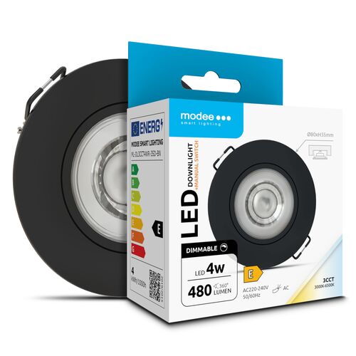Downlight 4W | Dimbar | 3CCT | 480 Lumen | IP44 | Svart