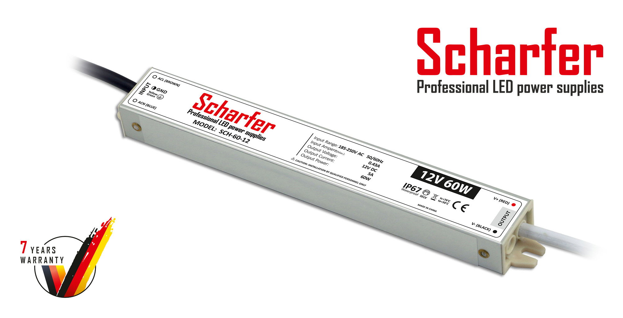 LED-transformator | 60W | 12V | 5A | IP67