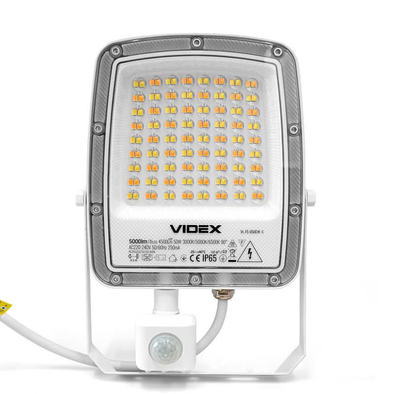 VIDEX | LED-strålkastare med rörelsesensor 50W | CCT 3000K - 6500K | IP65
