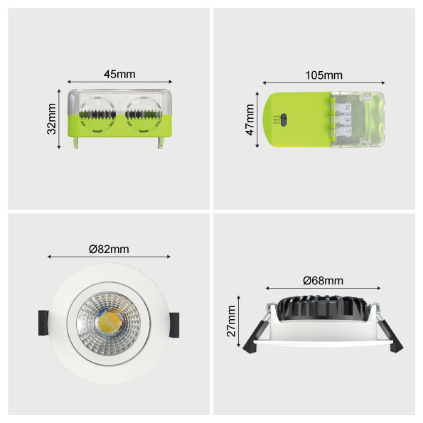 LED Downlight Slimmy | 5-8W | 3CCT | D2W | IP65 | Dimbar | Mässing | Värmeskydd