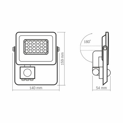 LED strålkastare VIDEX-FLOOD-LED-PIR-LUCA-20W-NW