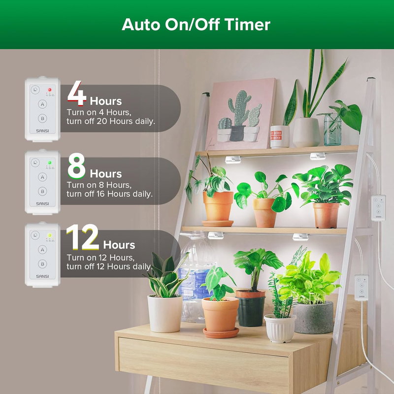 SANSI | Växtlampa 2x10W | Fullspektrum | Inkl. timer och stickpropp