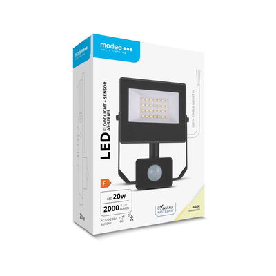Modee Lighting LED strålkastare 20W | Neutralvit 4000K | IP54 | + sensor