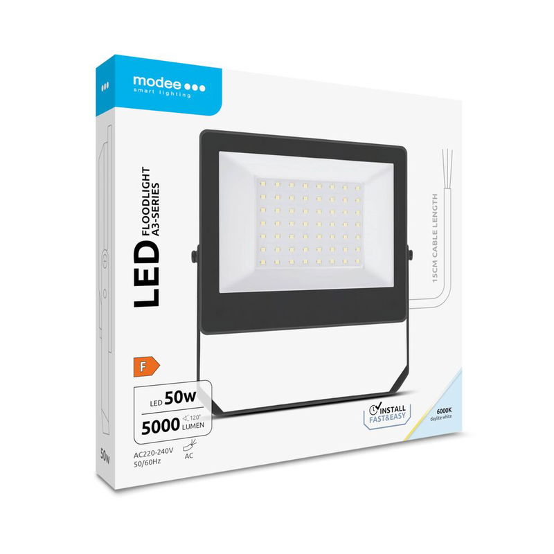 Modee Lighting LED strålkastare 50W | Kallvit 6000K | IP65
