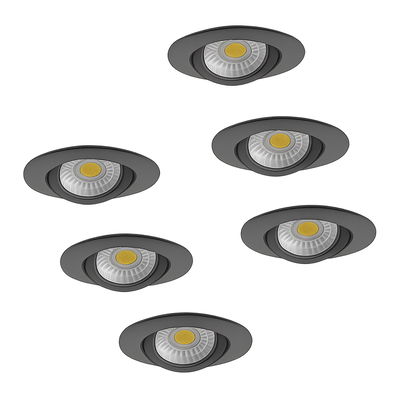 6-pack | LED Downlight Slimmy V2 Svart | 8W | CCT | 2700-3000K-4000K | IP65 | Dimbar | Värmeskydd