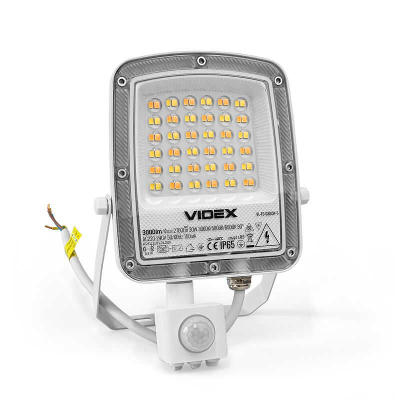 VIDEX | LED-strålkastare med rörelsesensor 30W | CCT 3000K - 6500K | IP65