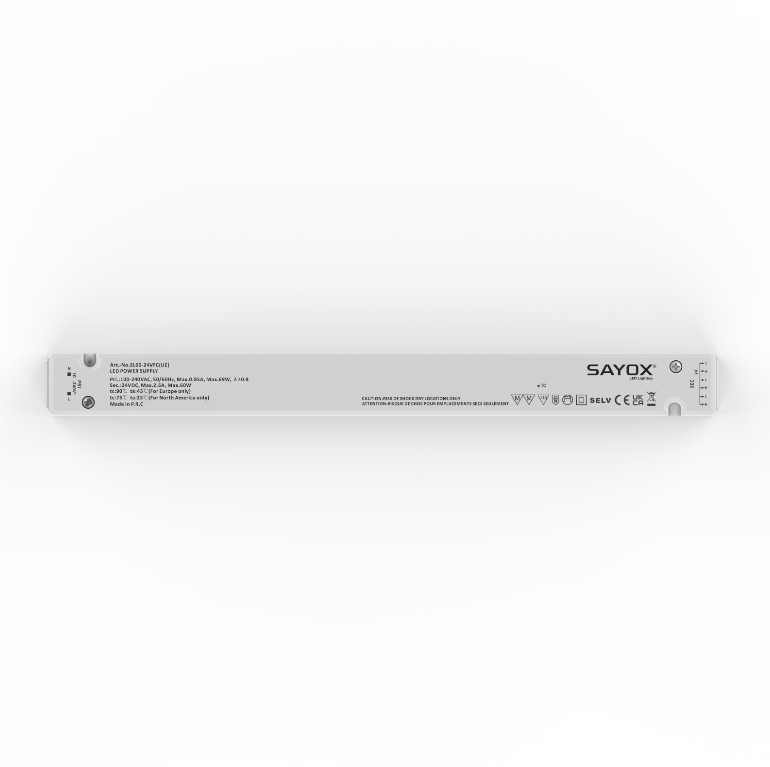 Sayox | 24V | Plug & Play | SLIM | LED-driver | 60W | Med 1,5 meter strömkabel | IP20
