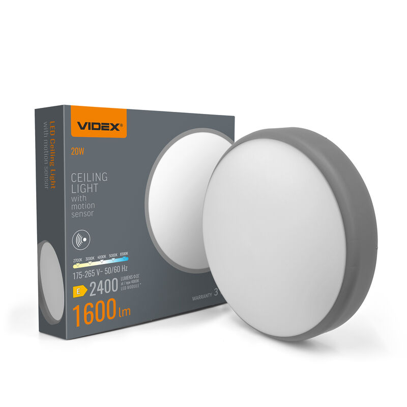 LED-taklampa med rörelsesensor VIDEX 30W 5CCT Vit