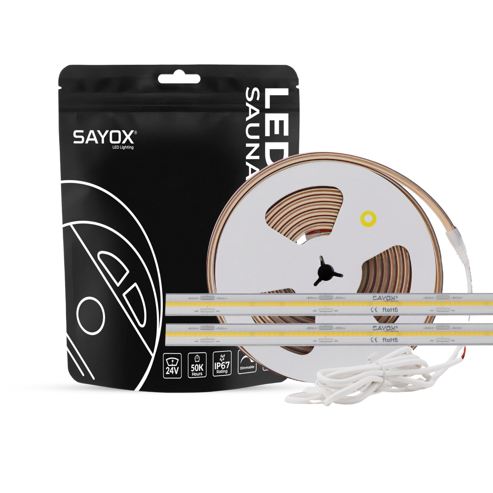 Bastu PRO+ LED-strip COB | 2 meter | 10W/m | Varmvit 2600K | IP67
