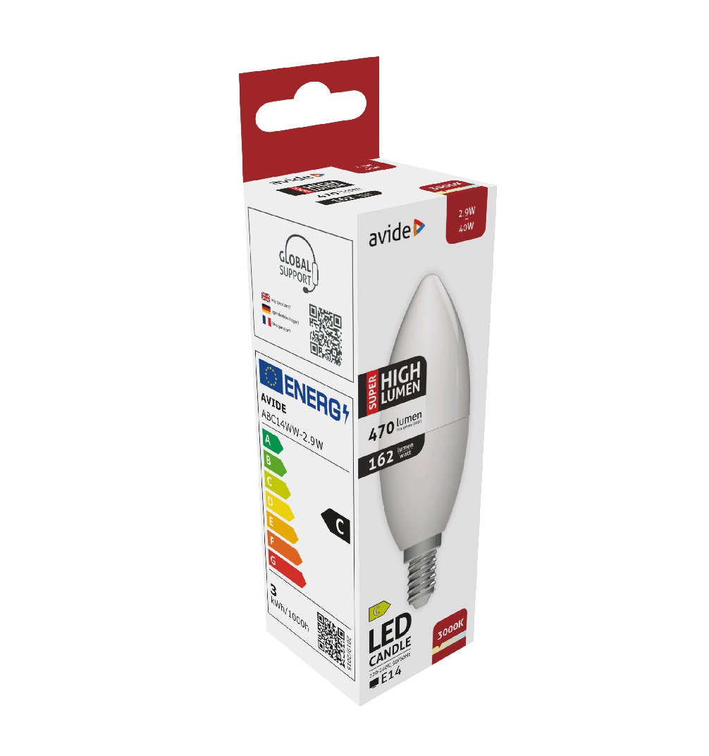 Avide | LED E14-lampa 2,9W | Varmvit 3000K | Super High Lumen