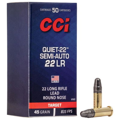 CCI Quiet-22™ Semi Auto Target Ammo 22 LR Lead RN 45gr 50/Box