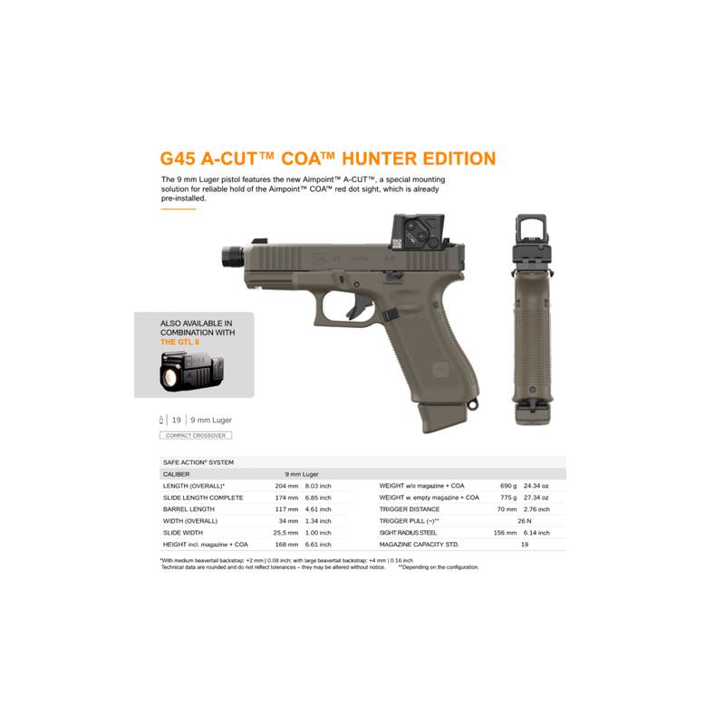 Glock 45 COA Hunter Edition 9x19 mm, COA + GTL II